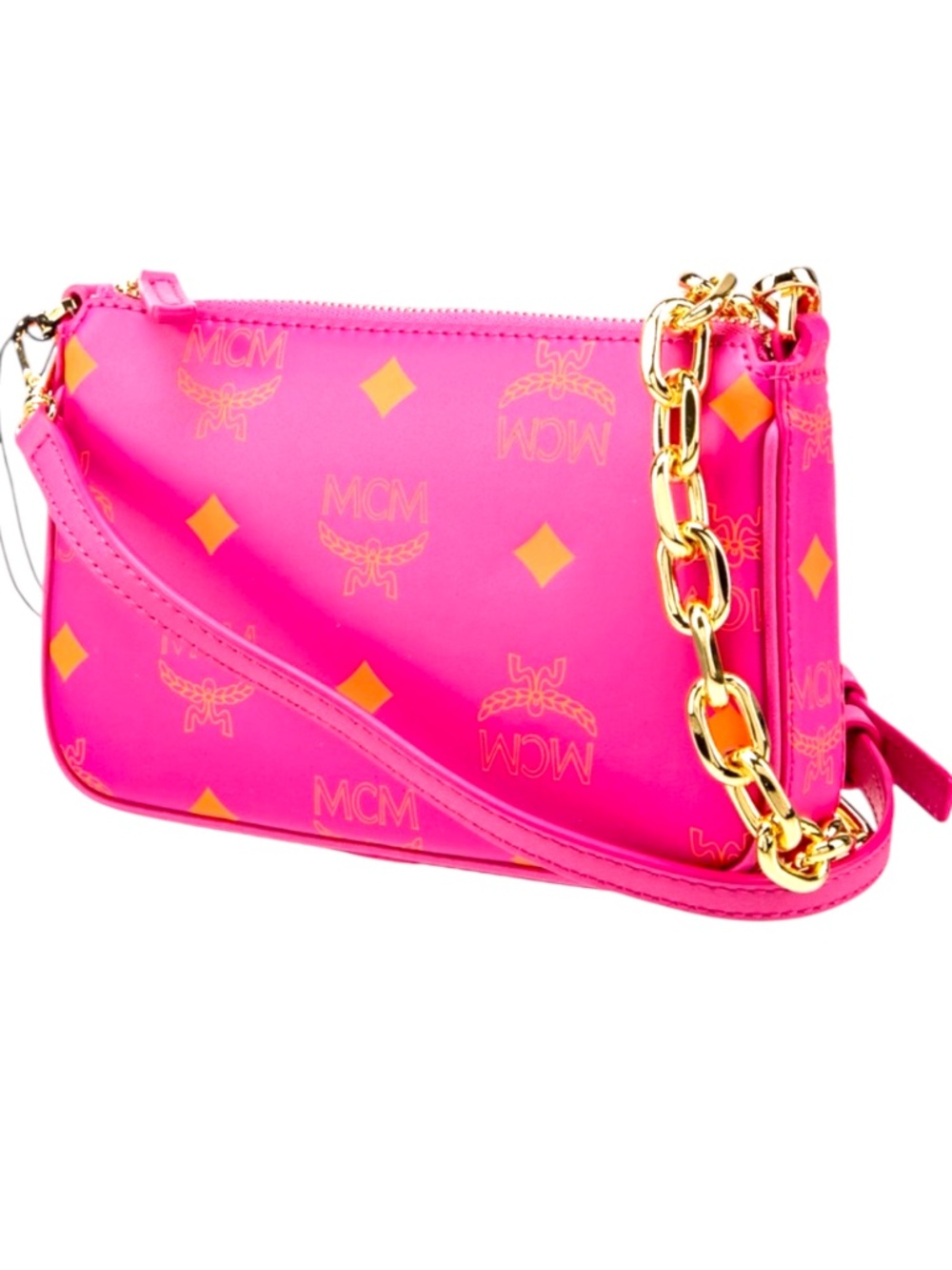 MCM Neon Mini Color Splash Crossbody Shoulder Bag Pink Orange - NWOT - Picture 4 of 5
